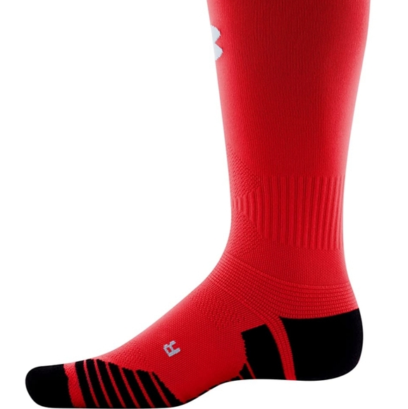 Under Armour UA SOCCER athletic cushioned Over-the-calf OTC knee high sock red - Picture 4 of 11
